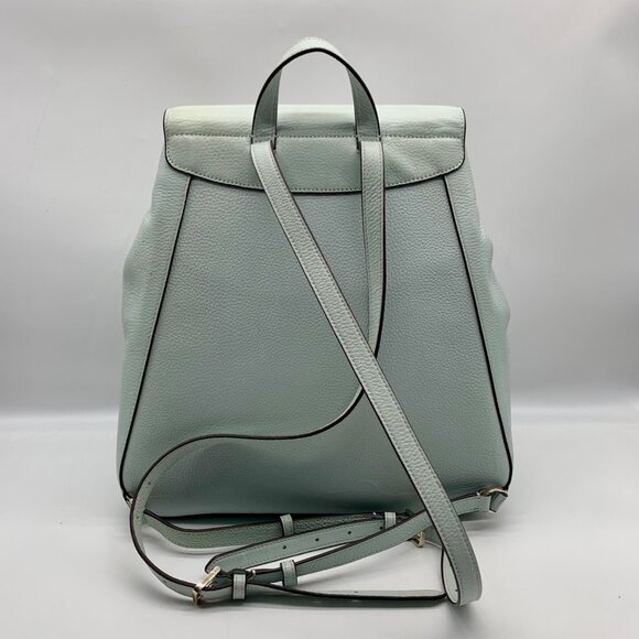 Kate Spade Blue Pebbled Leather Leila Large Flap Backpack